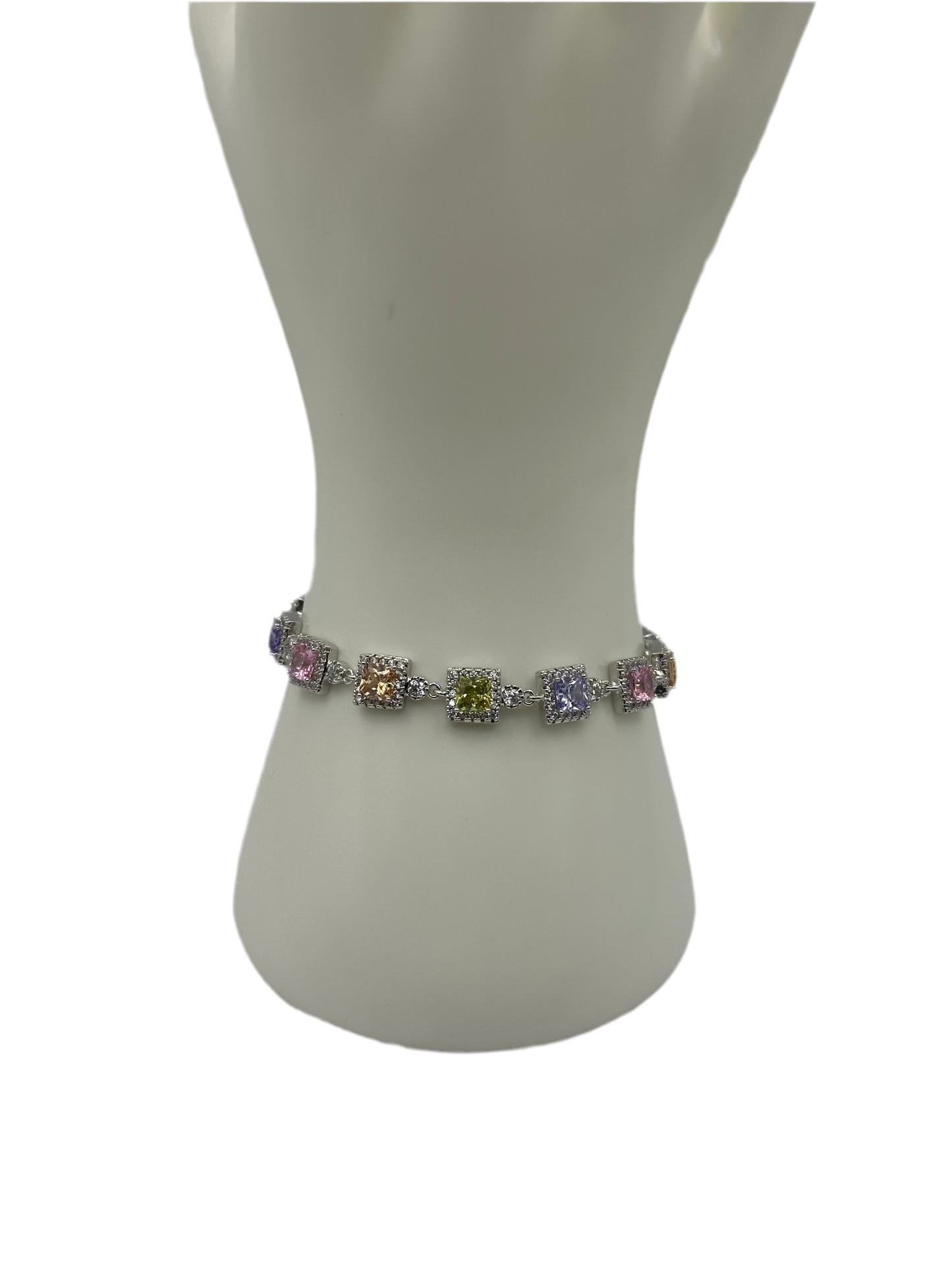 Silver Square Multi Color Bracelet
