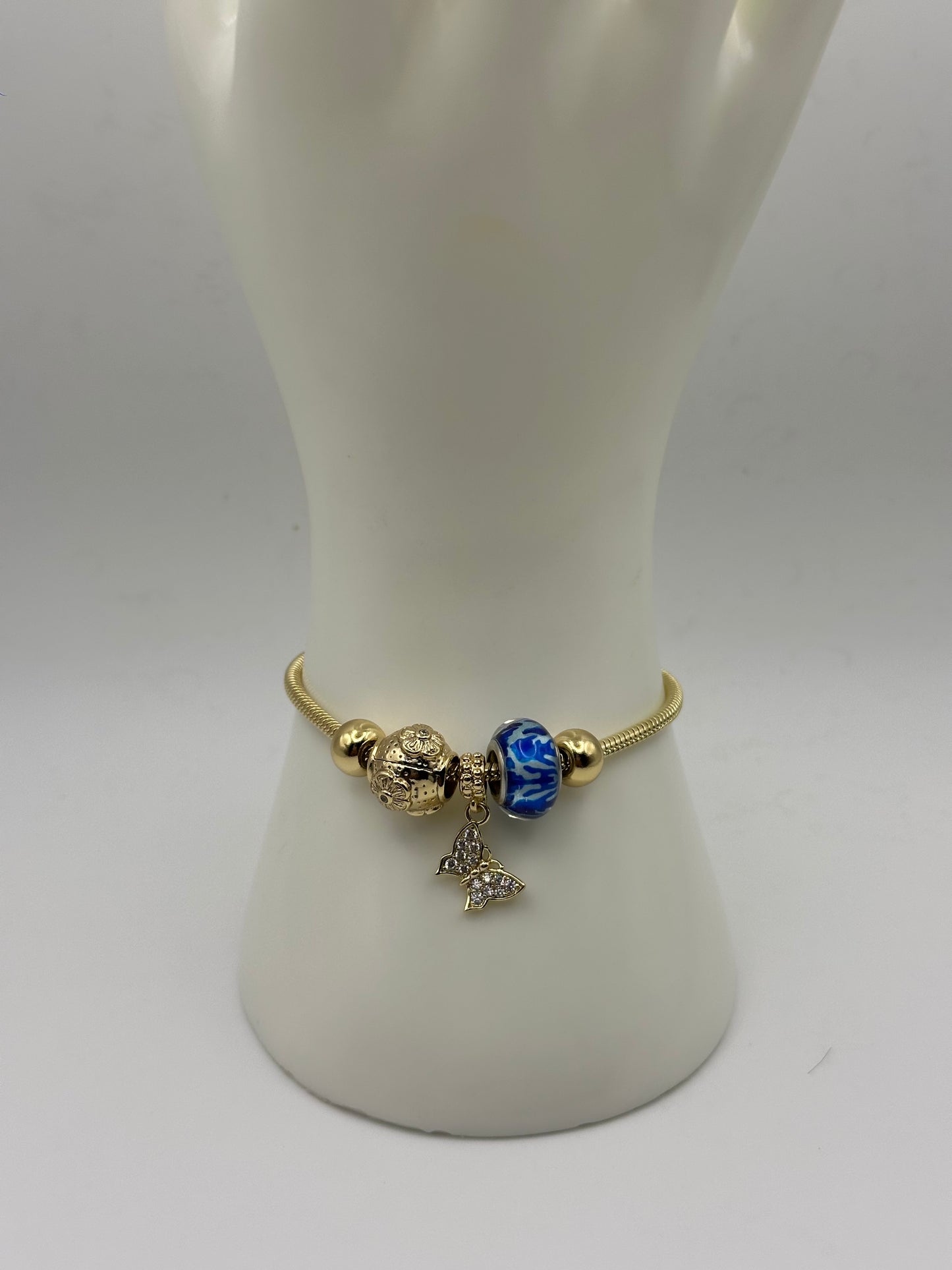 Gold Blue Pan Bracelet