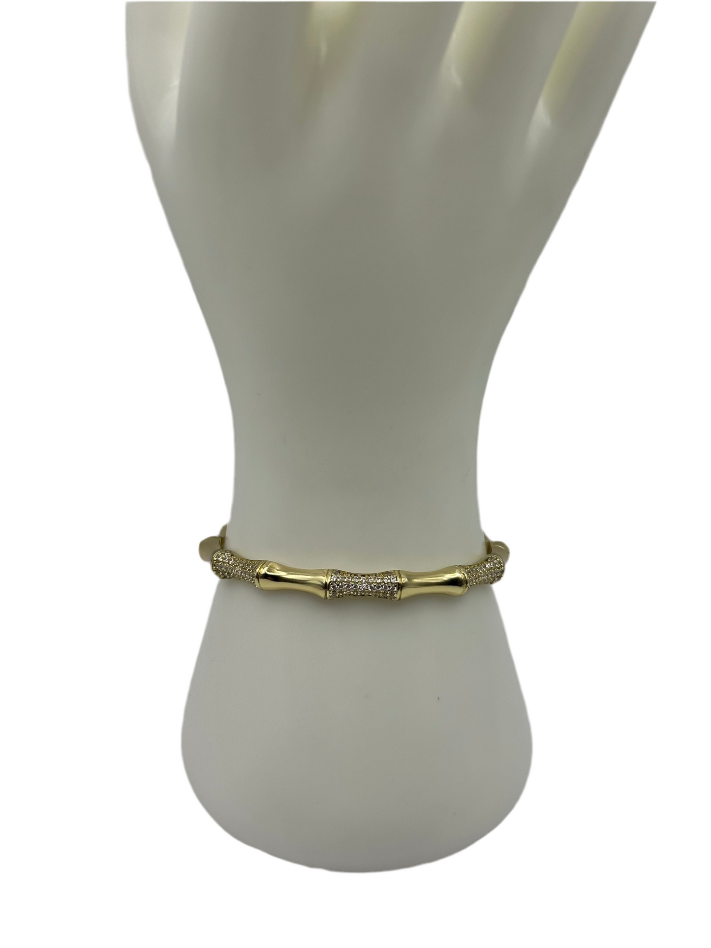 Bamboo Bangle w/ White Stone