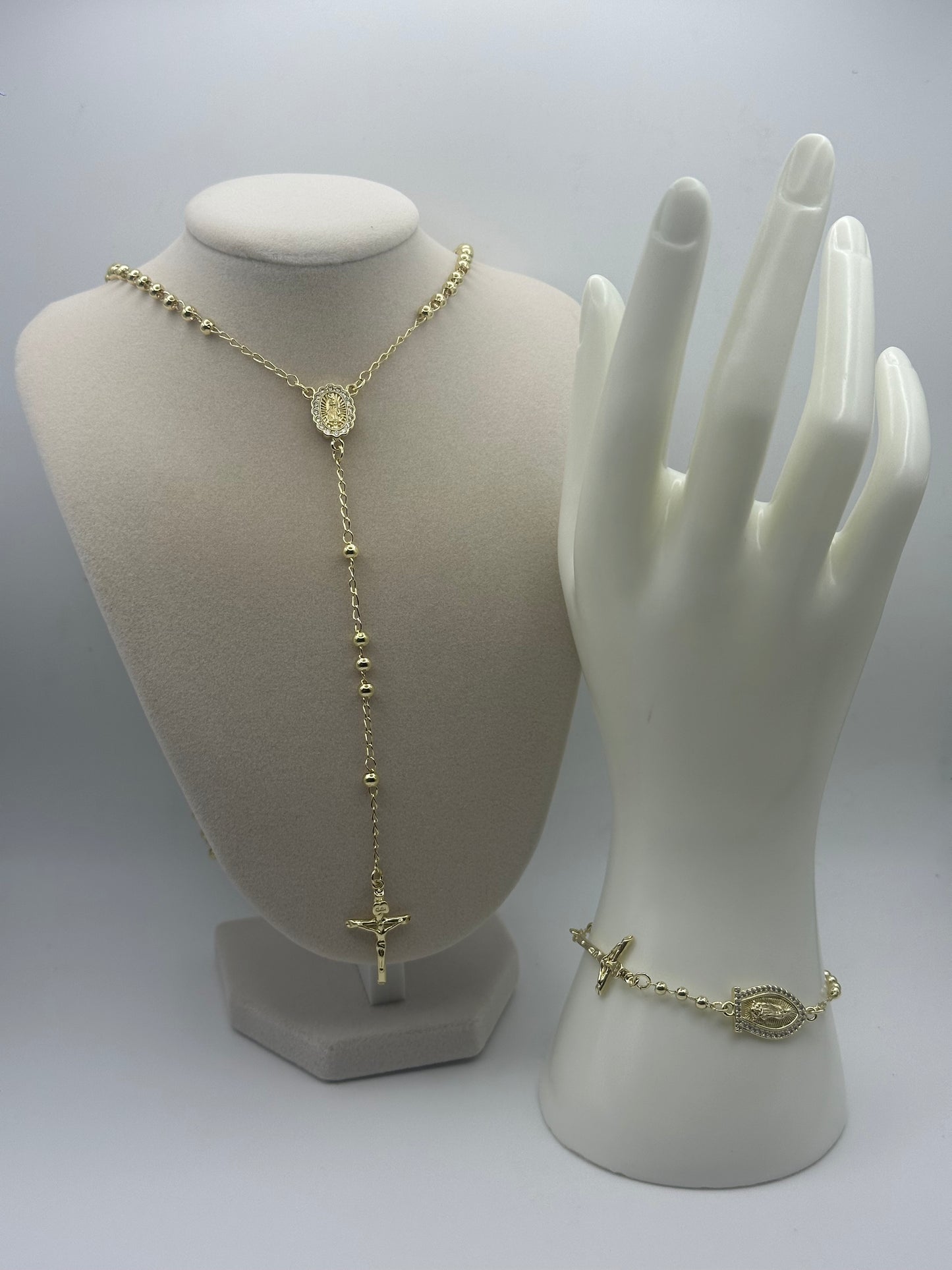 Rosary Necklace and Bracelet Set