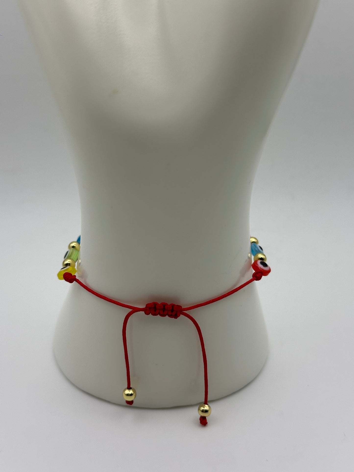 Small Multi Color Eye Red String Bracelet