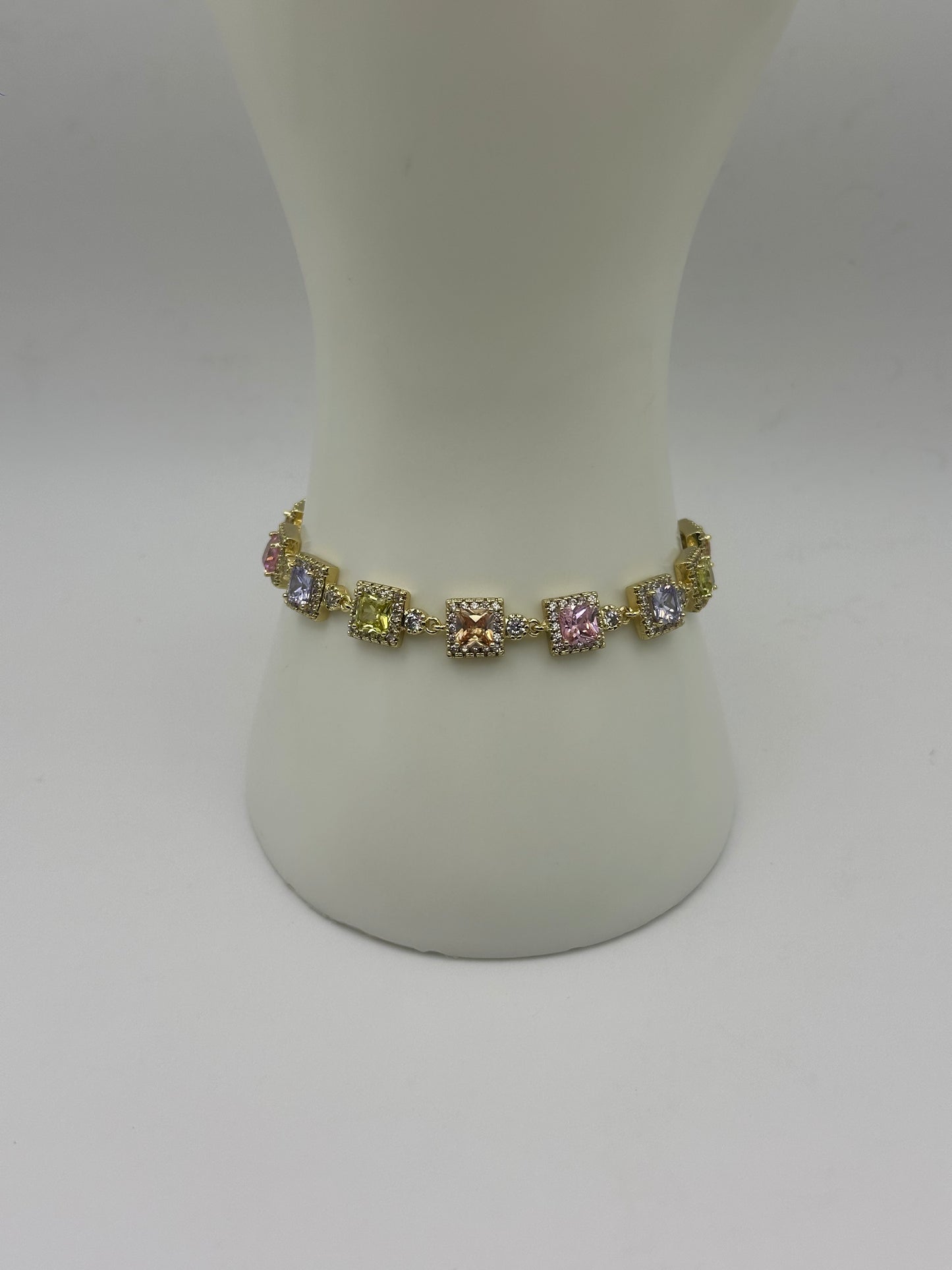 Gold Square Multi Color Bracelet