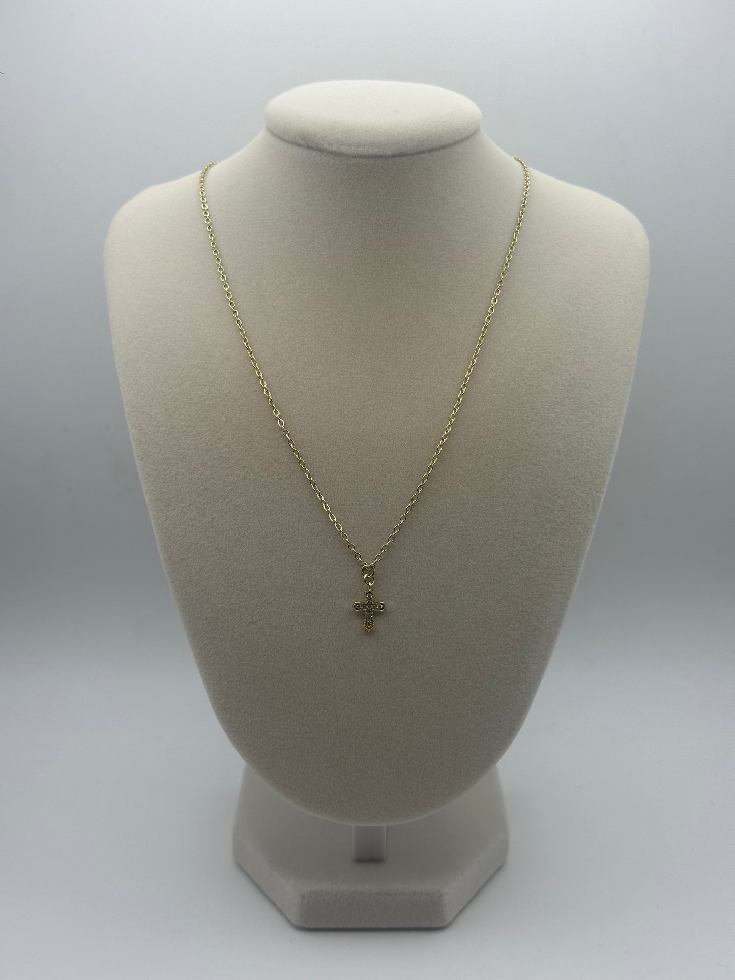 Gold Mini Cross Necklace