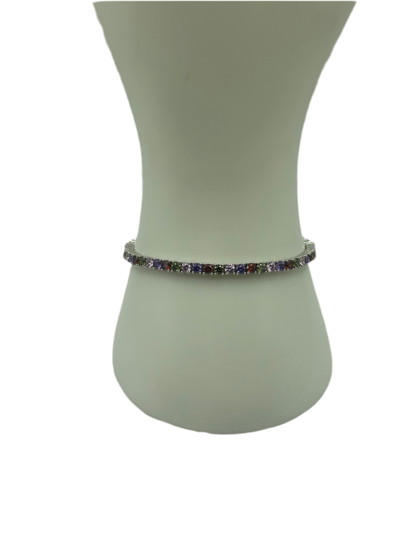 Silver Multi Color Tennis Bracelet