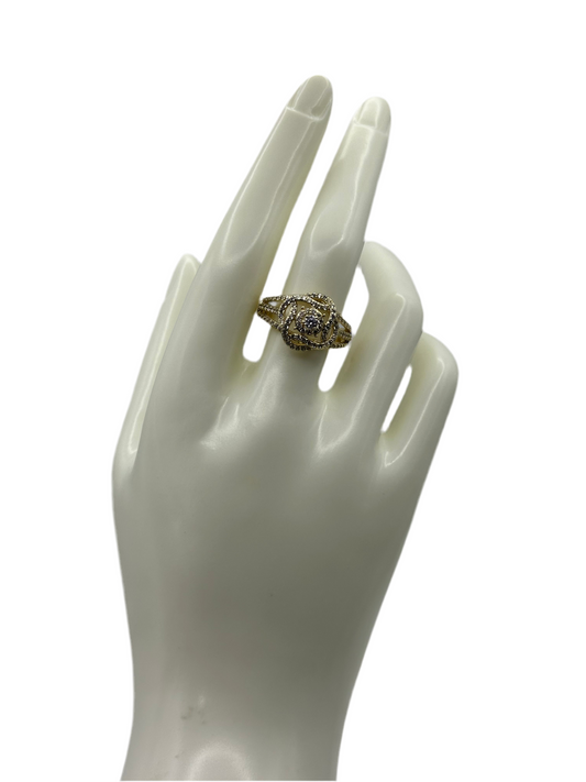 White Stone Flower Ring