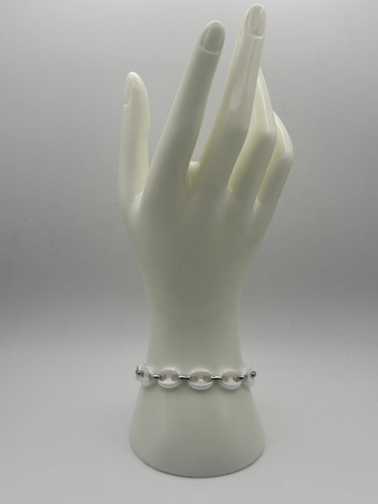 Silver White Link Bracelet