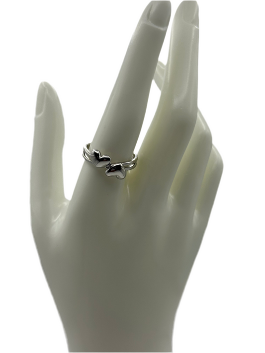Silver Double Heart Ring