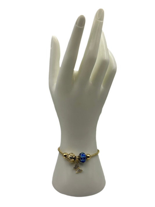 Gold Blue Pan Bracelet