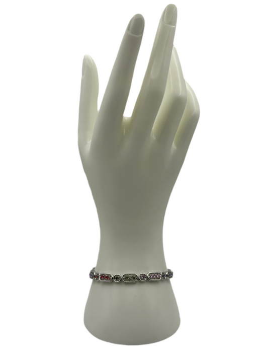 Silver Multi Color Stone Bracelet