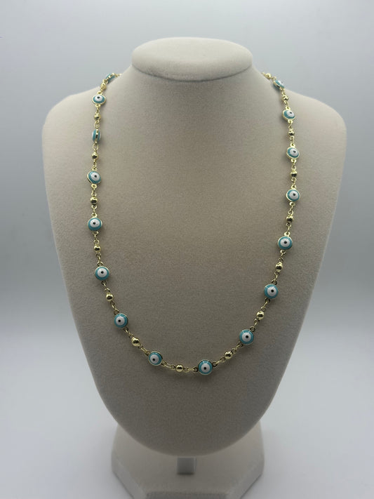 Gold Light Blue Eye Chain