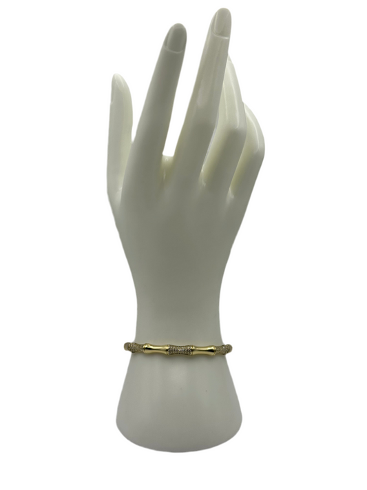Bamboo Bangle w/ White Stone