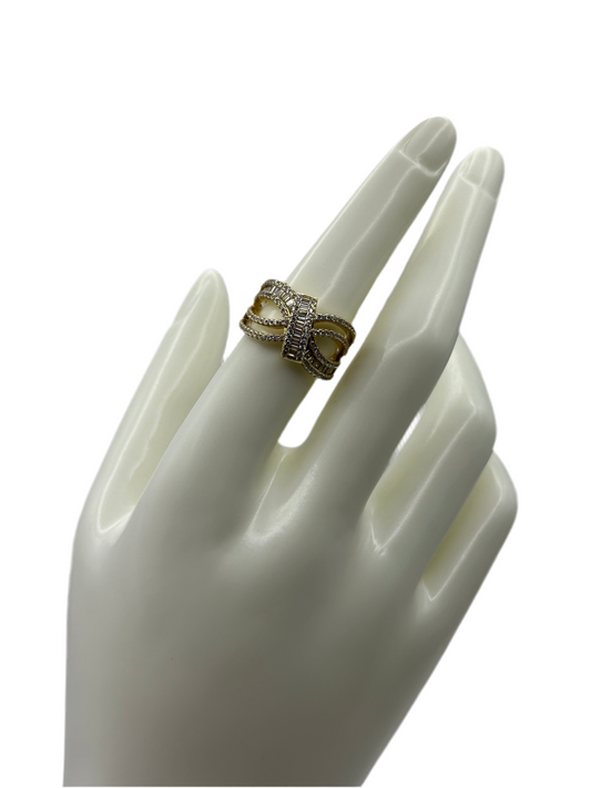 Chunky X White Stone Ring