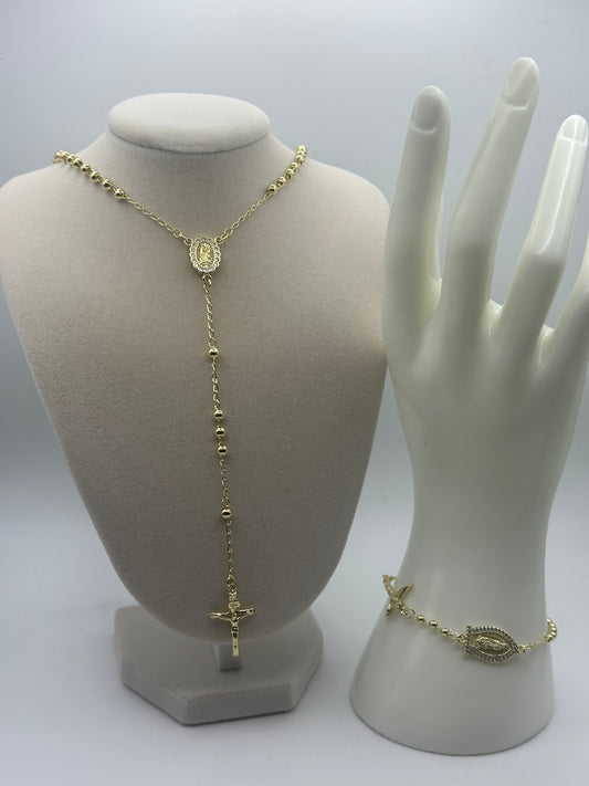 Rosary Necklace and Bracelet Set