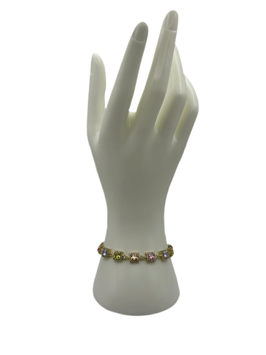 Gold Square Multi Color Bracelet