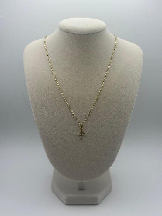 Gold Mini Cross Necklace
